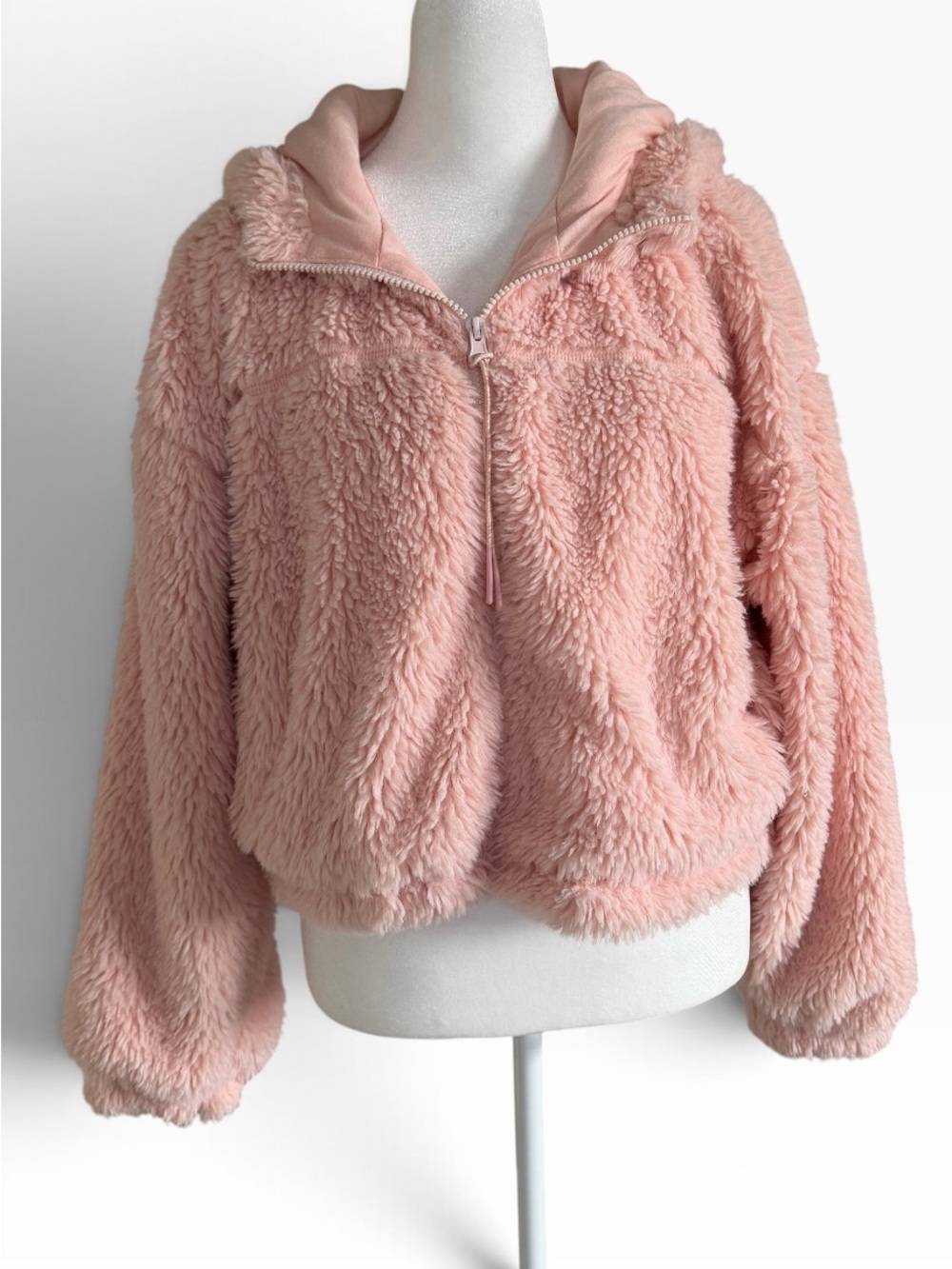 Urban Outfitters BDG Plush Half-Zip Hoodie Jacket - CoquetteLight Pink Sz L